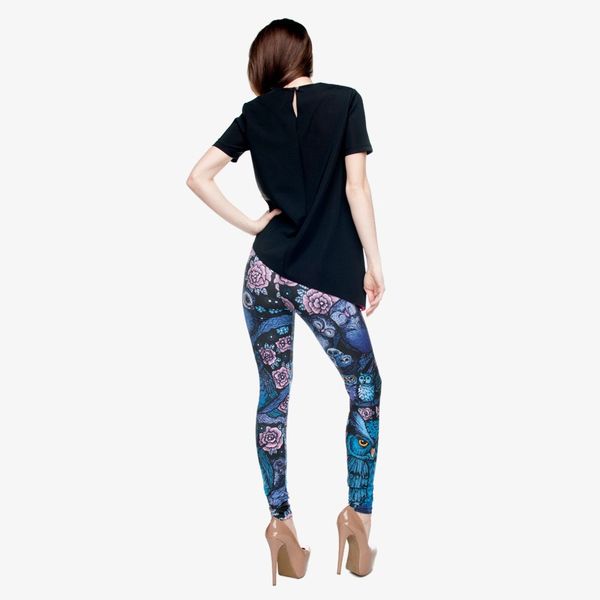

new night owl full printing pants women clothing ladies fitness legging stretchy trousers skinny leggings 201203, Black
