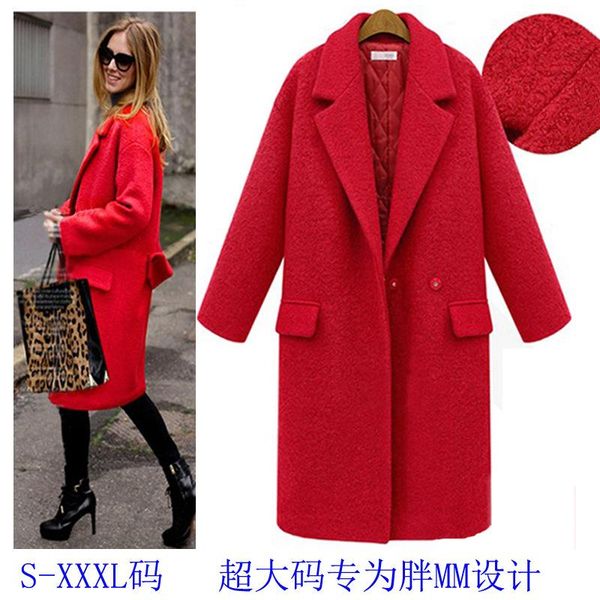

women's wool & blends 2021 winter fashion womens coat thicken jacket ladies woolen blend jackets students cashmere outwear plus size, Black