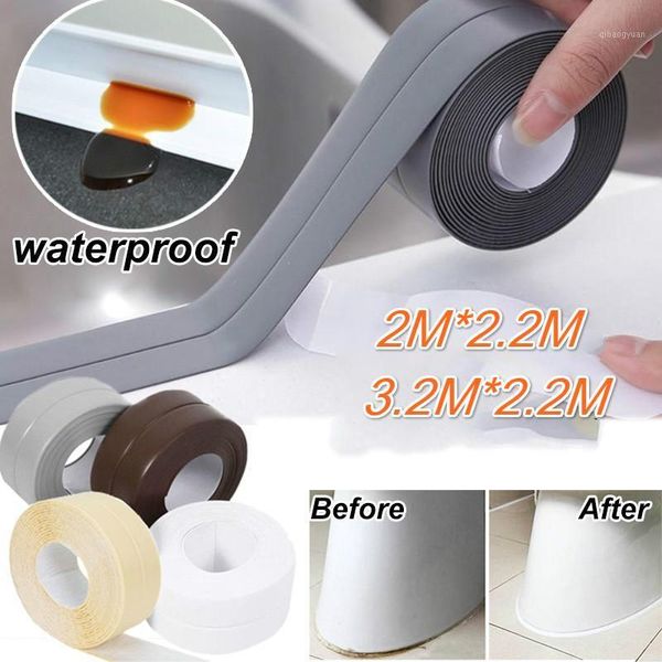 

new 3.2mx22mm windows bath tape sealing strips pvc kitchen waterproof wall sticker self-adhesive seam toilet corner seal strip1