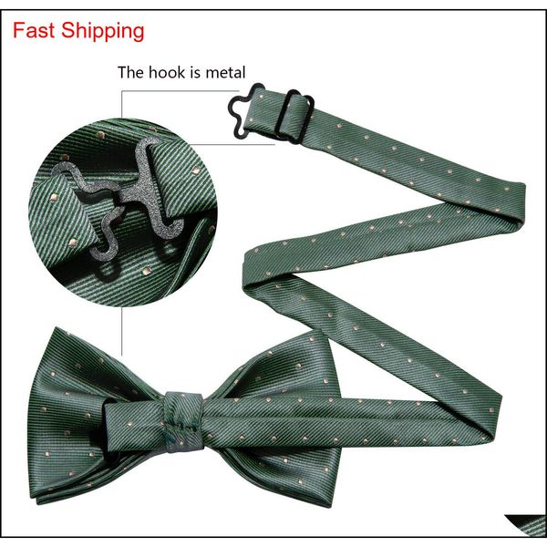

mens bow tie set dark green bow tie with yellow wavelet point fashion with handkerchief cufflinks luxury wedding bu qylldp new_dhbest, Black;gray