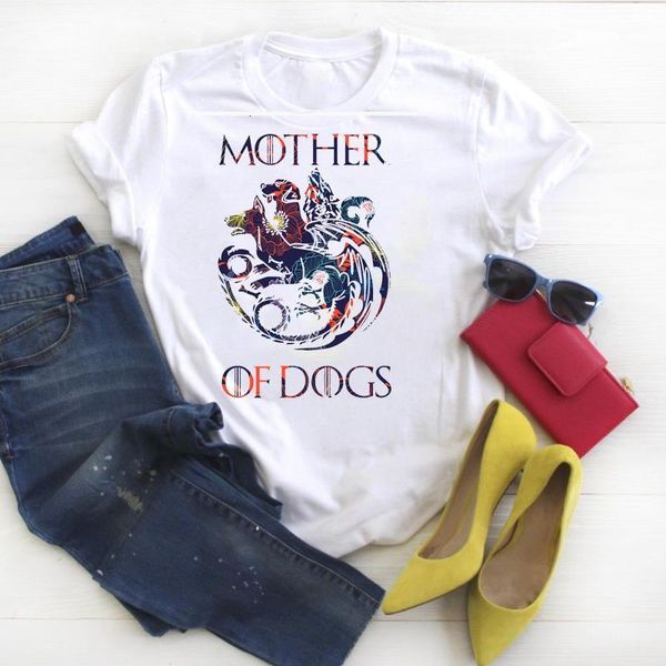 

2019 women shirt clothes mother of dog letter fashion ladies graphic printed tee kawaii womens tshirt female t-shirt, White