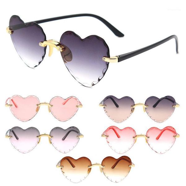 

ladies heart shaped sunglasses rimless women brand designer fashion love gradient lenses sun glasses uv400 colorful sun glasses1, White;black