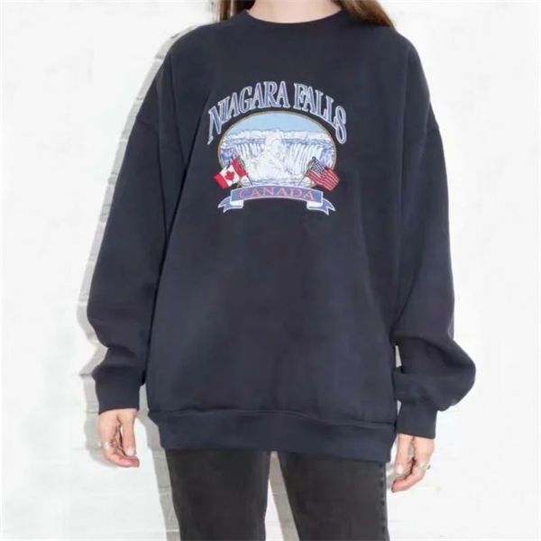 

women oversized sweatshirt long sleeve embroidery pullover y1109, Black