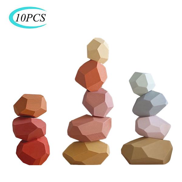 

creative wooden log color/colored stone jenga building block children's educational toy simple style stacking game log color toy 1020