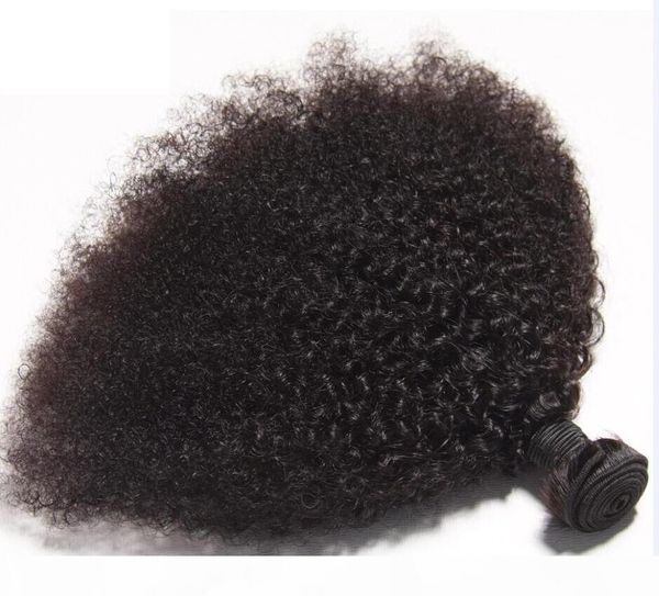 

malaysian virgin human hair afro kinky curly unprocessed remy hair weaves double wefts 100g bundle 1bundle lot can be dyed bleached fedex, Black