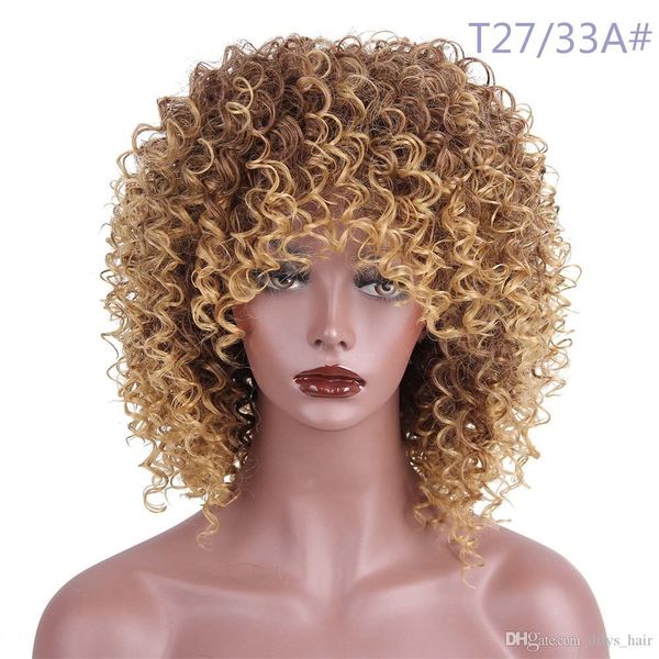 

new style synthetic wigs short curly with bangs fashionable heat resistant fiber different colors 15 inches, Black