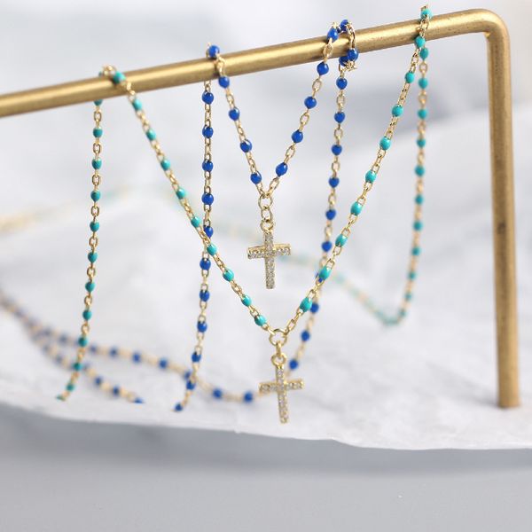 

andywen 925 sterling silver gold mini cross special long chain pendant necklace 2020 fine beads locker chains jewelry for women q1216
