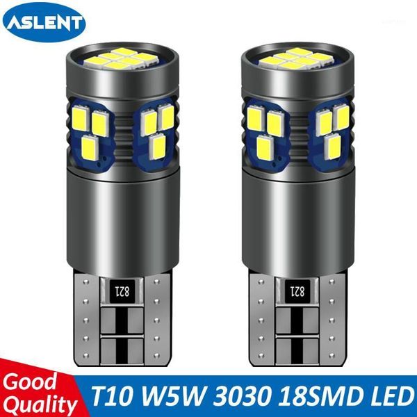 

aslent 2pcs t10 w5w led car interior light lamp 12v 168 194 501 side wedge parking bulb canbus auto for lada car styling 6000k1