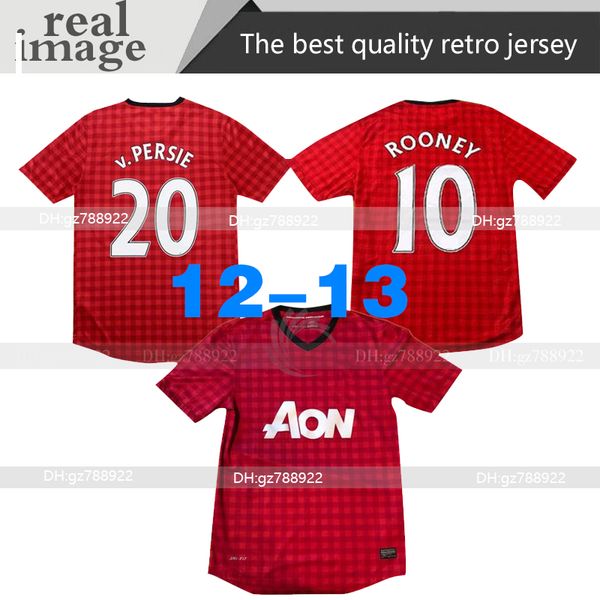 

v.persie rooney giggs man utd retro soccer jerseys vintage owen 2012 2013 football shirts berbatov nani camiseta united chicharito maillot, Black;yellow