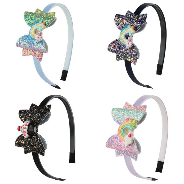 

fashion double bow kids hairband hair accessories party supplies gradients sequins kids thin hair band 3 06wj j2