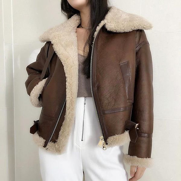 

super quality genuine wool fur jacket winter clothes women 2020 female sheepskin coat motorcycle women's coats casacos zjt15681, Black