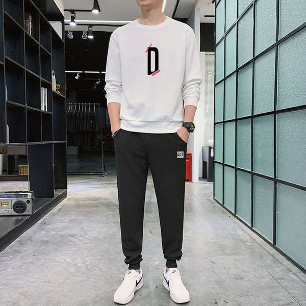 

and spring 2020 autumn fashion new brand season men's urban trend leisure sports suit pullover sweater for teenagers, Gray