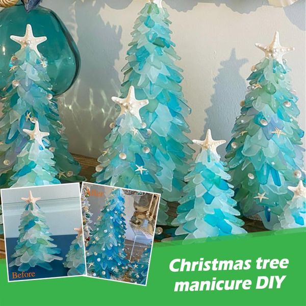 

christmas decorations 15cm beautiful green crystal resin tree creative unique for home sea beach shell xmas