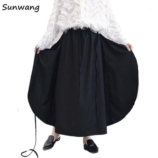 

sunwang new 2018 fashion college style dark big skirt harem pants men casual harem culottes pants men size m-xxl1, Black