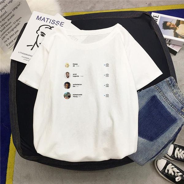 

all legends die young graphi interesting personality aesthetic women t shirt summer casual xxxtentacion hip hop femme tees, White