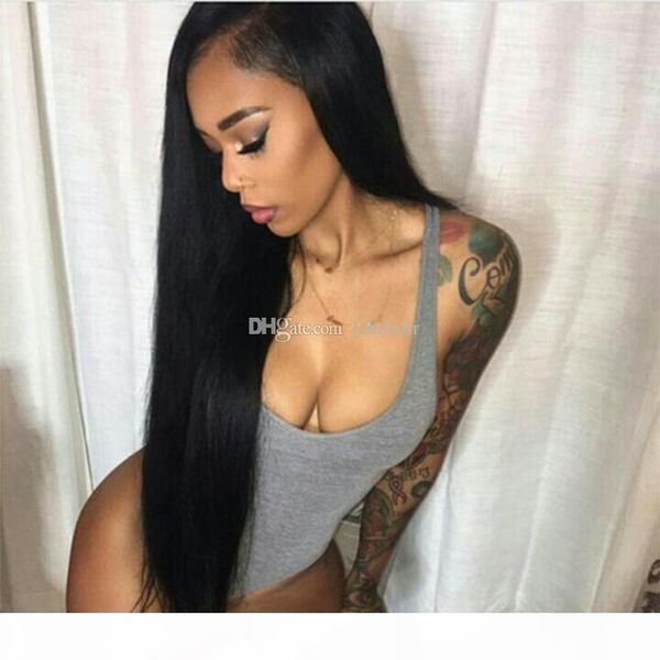 

unprocessed virgin full lace wigs human hair with baby hair 9a bleached knots lace front ponytail wigs braziian virgin hair wig for women, Black;brown