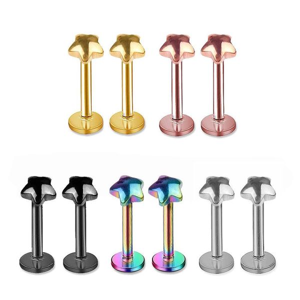 

wholesale labret lip chin ring nose ear bar stud stainless steel piercing fashion body jewelry shipping nuald, Black