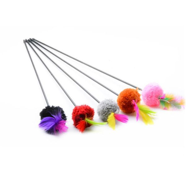 

pet kitten pompon turkey feather pompon wire teaser chaser wand fun toy cat; fashion 1pc new interactiv qylreq