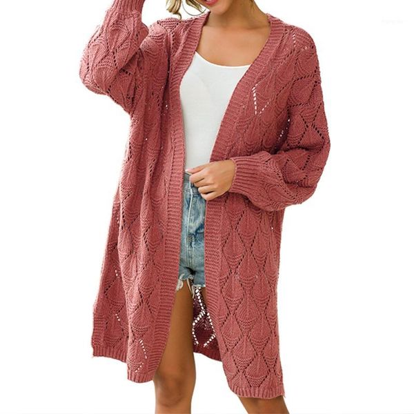 

calofe fashion womens winter chunky cable knitwear hollow out long sweaters 2019 new female solid color cardigans casual outwear1, White