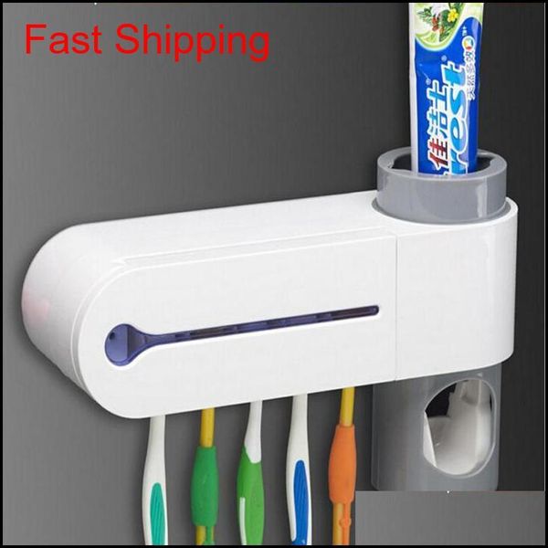 

3 -in -1 toothpaste dispenser toothbrush holder and toothbrush sanitizer sterilizer set wall mount stand tooth qylavl homes2011