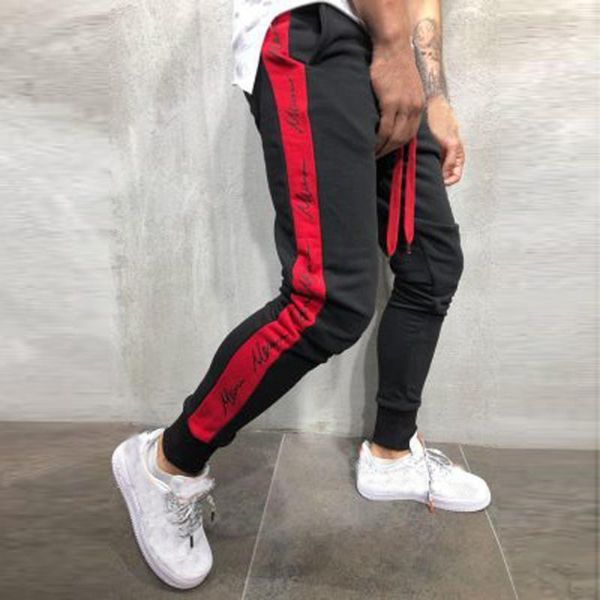 

men's pants with straps mens autumn winter men's sweatpants joggers patchwork casual drawstring sweatpants trouser pants1, Black
