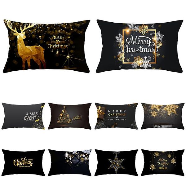 

2019 new black gold series christmas peach leather waist pillowcase home accessories cushion cover customized sofa pillow cover bbyqyb