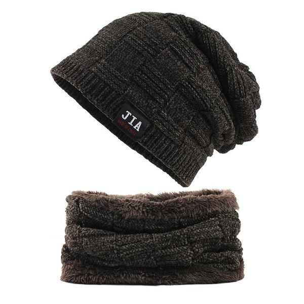 

flb] зимние шапочки мужчины шарф вязаные шапки шапки маска gorras капот теплые мешковатые зимние зимние шляпы для мужчин женские чекульские, Black;white