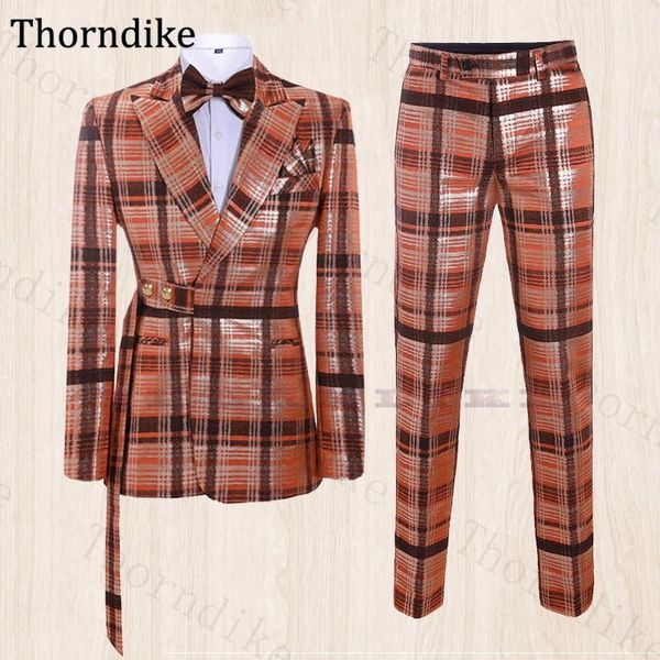 

men's suits & blazers thorndike 2 pcs groom tuxedos, peaked lapel plaid wedding suit for men, custome homme mariage 2021, custom male b, White;black