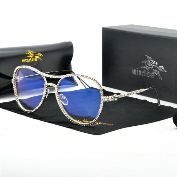 

sunglasses pilot women decorative rhinestone brand designer copper frame clear lens double bridge sun glasses fml, White;black