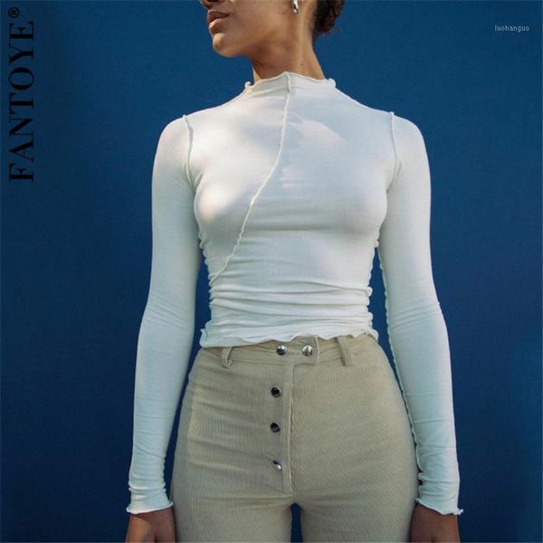 

fantoye new turtleneck white basic shirt women casual solid slim thin t-shirt 2019 autumn pullovers streetwear1