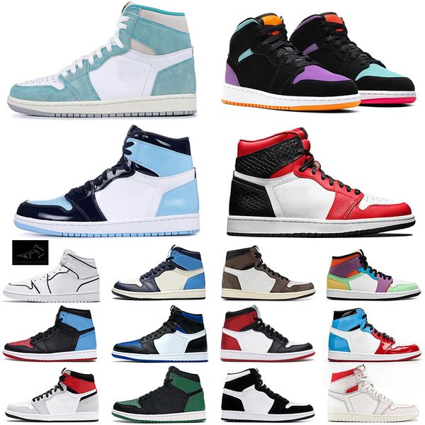 

amazing 2021 new jumpman retro 1 1s men basket obsidian bred toe multi unc travis scott green mens trainers sports sneakers, White;red