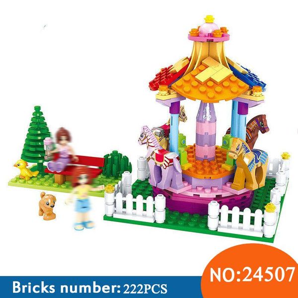 

ausini 2017 new dream princess girl building blocks carousel park blocks kids educational bricks toys diy for children 24507 wmtdbg