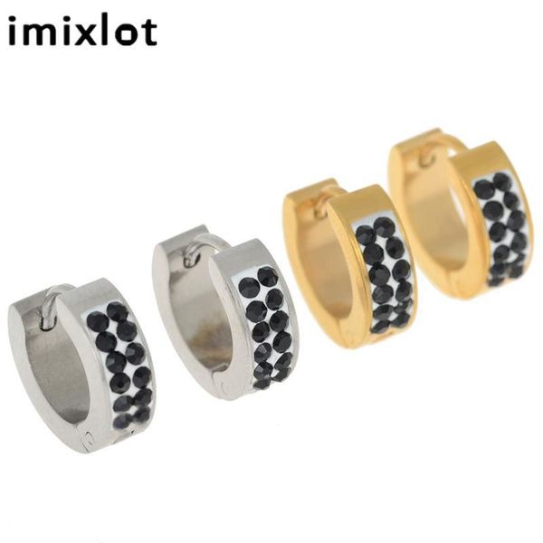 

imixlot 1 pair rhinestone small hoop earrings women men jewelry punk ear studs party jewelry accessories pendientes de aro, Golden;silver