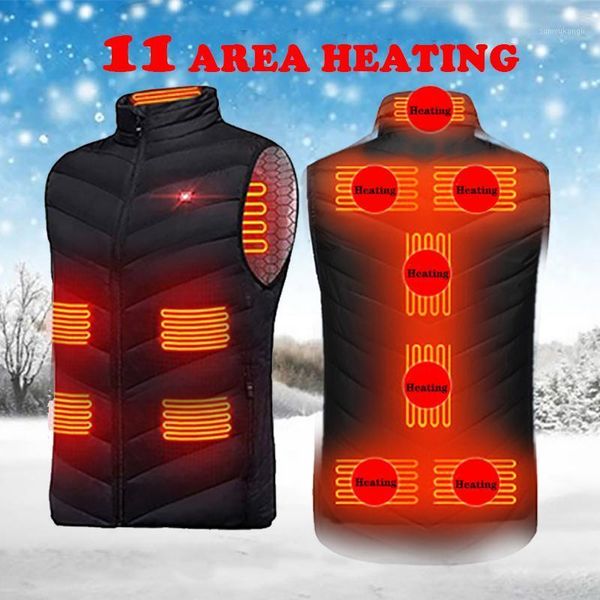

outdoor t-shirts 11 place heated jacket fashion men women coat intelligent usb electric heating thermal warm clothes winter vest plussize1, Gray;blue
