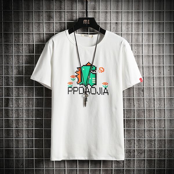 

2021 new harajuku funny graffiti dinosaur print streetwear tees shirts mens summer hip hop casual short sleeve tshirts fashion dmh3, White;black