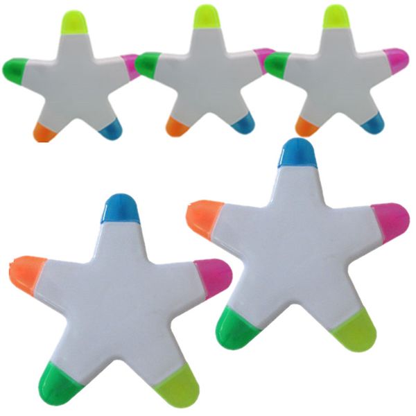 1pc Sevimli Beş köşeli yıldız Fosforlu beş renk Marker Kalem Kalem Kawaii Kırtasiye Papelaria Okulu Boyama Çocuk Hediye Malzemeleri