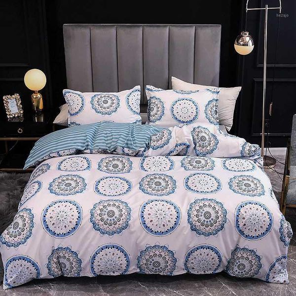 

bedding sets 3pcs set marble star grid printed duvet cover polyester quilt comforter case 2 pillow full king queen1