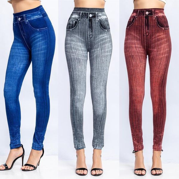 

new fashion women's imitation jeans stretchable leggings jeans hips pants( looks like jeans,as soft as leggings, Black