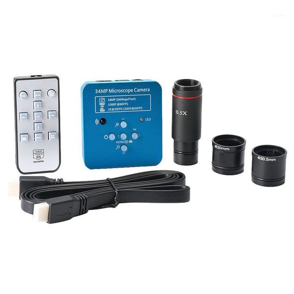 

camcorders 34mp 2k 1080p 60fps usb digital microscope industrial electronic video soldering camera nifier with 0.5x c-mount adapter1