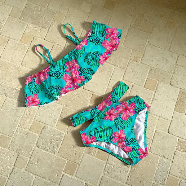 

new high waist 2021 off-shoulder swimsuit print swimwear women ruffle plus size bathing suit wrap beach wear vktm, White;black