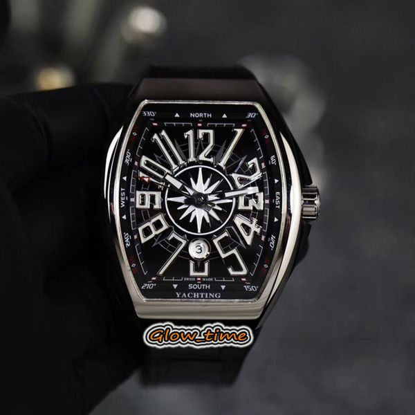 

abf version yachting v45 sc dt yachting og eta 2824 automatic black date dial mens watch silver steel case leather strap sapphire watches, Slivery;brown