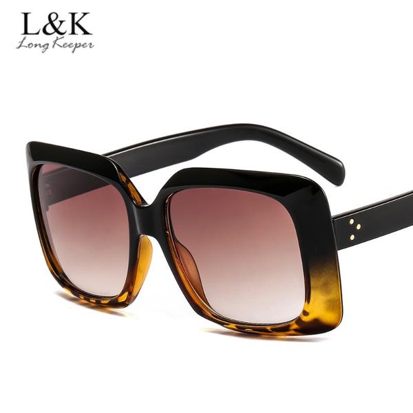 

oversized square sunglasses women men fashion retro big frame sun glasses 2021 ladies leopard black eyewear oculos, White;black