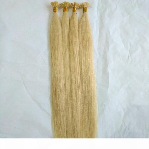 

silky straight wave double drawn light blonde color indian remy human hair extension flat tip hair 1g strand 100strands lot, Black