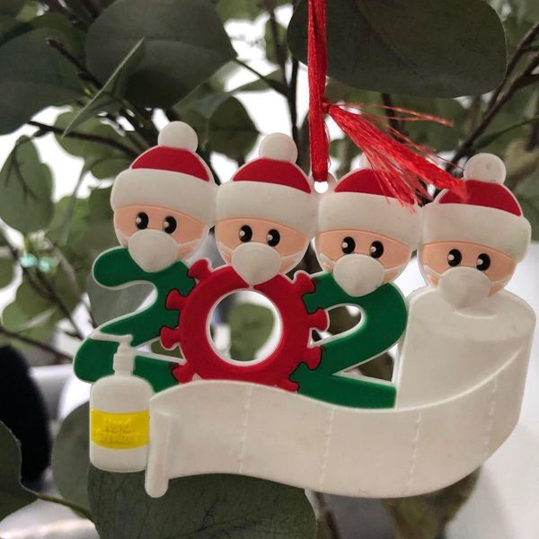 

zru7ornaments survivor 2020 customized gift christmas family quarantine of 2-7 hang decoration snowman pendant with face mas