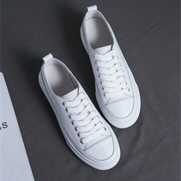 

spring 2021 new women's 22-25cm cow moccasins flat-footed white ladie vulcanized shoes 2-color 1 2p07, Black