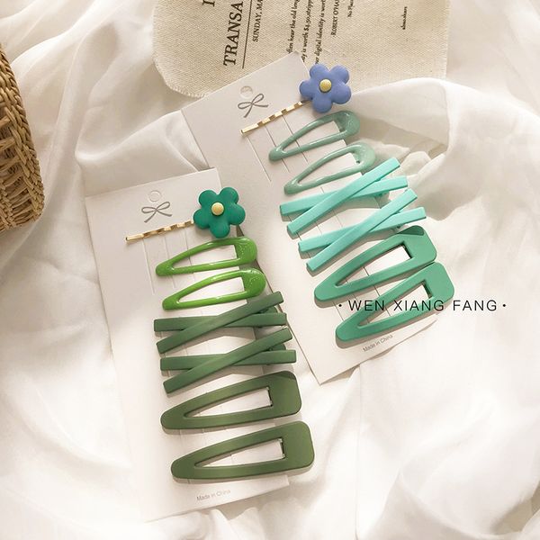 

avocado green hairpin headdress mori fairy beautiful simple side hairpin internet celebrity colorful bar shaped clip flower hairpin fashion, Golden;white