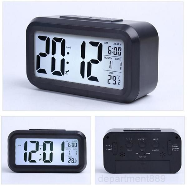 

smart sensor nightlight digital alarm with temperature thermometer calendar,silent desk table clock bedside wake up snooze owd926
