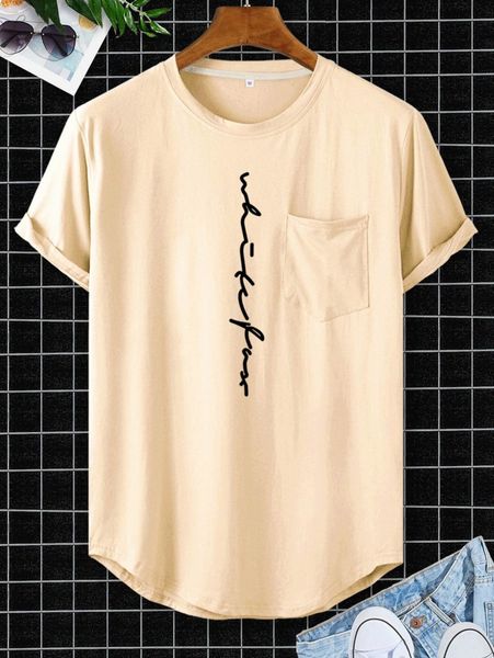 

men slogan graphic pocket tee 43ya#, White;black