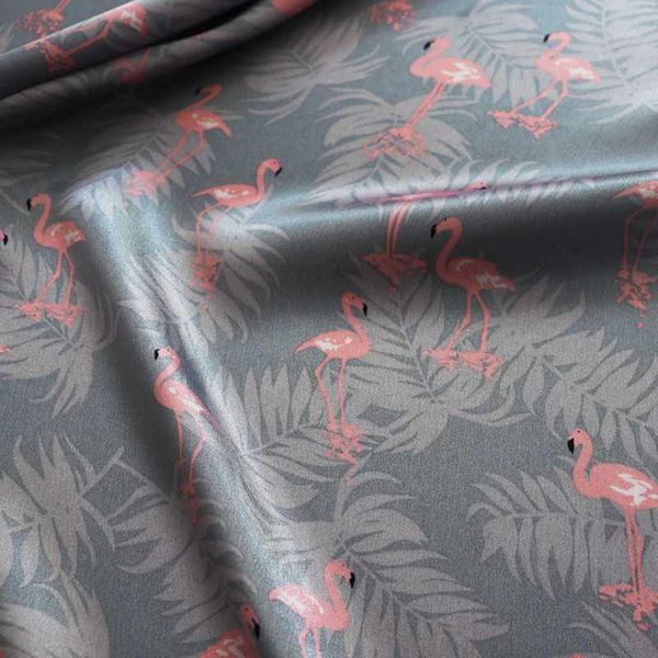 

soft polyester charmeuse fabric pink flamingo satin material lining1, Black;white