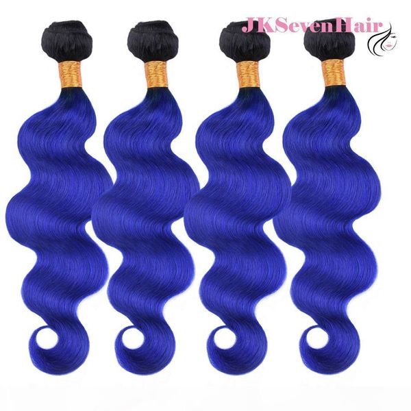 

ombre brazilian virgin hair body wave 1b blue 4 bundles two tone blue indian malaysian peruvian hair weft with whole sale price, Black